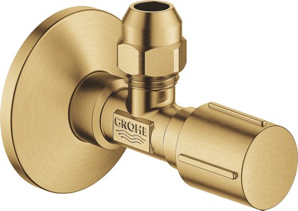 Угловой вентиль Grohe, 1/2x3/8" универсальный, для подключения смесителей, резьба с насечками, Золото - Brushed Cool Sunrise 22037GN0