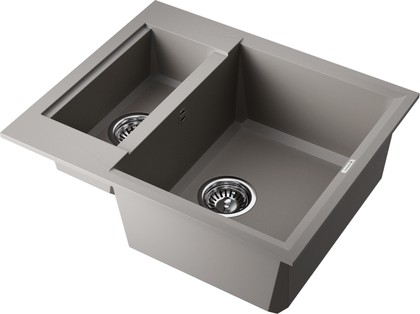 Кухонная мойка Omoikiri Sakaime 60-2-GR, две чаши, оборачиваемая, leningrad grey 4993554