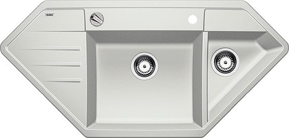 Кухонная мойка крыло слева, с клапаном-автоматом, гранит, серый шёлк Blanco Lexa 9 E 515246