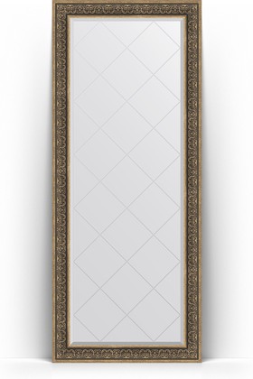 Зеркало Evoform Exclusive-G Floor 840x2040 пристенное напольное, с гравировкой, в багетной раме 101мм, вензель серебряный BY 6332