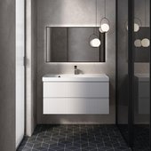 Тумба с умывальником AQUAme S1 100, подвесная, белый глянец AQM900110WH+1017001000001
