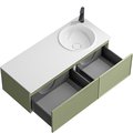 Тумба с умывальником Aqwella Боско Casso 1200 R/L, с двумя ящиками, фасад волна+рамка, шалфей зеленый BOS0112SH+BOS07VOL67SH+BOS07RAM52SH+CAS.12.04.R/L
