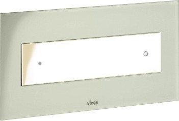 Кнопка смыва для унитаза, светло-серое прозрачное стекло и белая пластиковая клавиша Viega Visign for Style 12 690595
