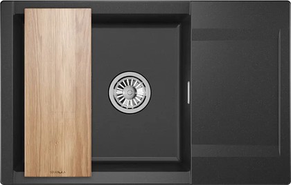 Кухонная мойка Granula Estetica ES-7807, 780x500, с крылом, кварц, Чёрный 7807, ЧЁРНЫЙ