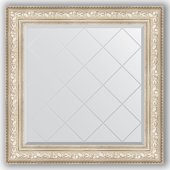 Зеркало Evoform Exclusive-G 900x900 с гравировкой, в багетной раме 109мм, виньетка серебро BY 4340