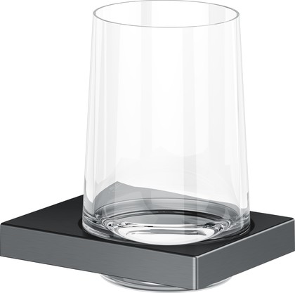 Держатель стакана Keuco Edition 11, в комплекте с хрустальным стаканом, хром чёрный шлифованный 11150 139000
