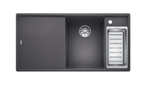 Кухонная мойка Blanco Axia III 6S-F, клапан-автомат, разделочный столик из ясеня, чаша справа, тёмная скала 523484
