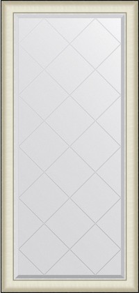 Зеркало Evoform Exclusive-G 74x157, с гравировкой, в багетной раме, белая кожа с хромом 78мм BY 4571