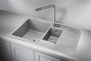 Кухонная мойка Granula 7802, 780x500, накладная, двойная, кварц, Алюминиум 7802, АЛЮМИНИУМ