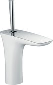 Смеситель для раковины Hansgrohe PuraVida 110, однорычажный, со сливным клапаном Push-Open, хром-белый 15070400