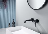 Смеситель для раковины настенный Aquatek Европа внешняя и скрытая часть, чёрный матовый AQ1313MB