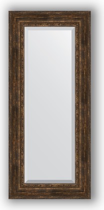 Зеркало Evoform Exclusive 620x1420 с фацетом, в багетной раме 120мм, состаренное дерево с орнаментом BY 3534