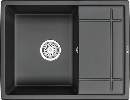 Кухонная мойка Granula 6501, 655x500, накладная, с крылом, кварц, Турмалин 6501, ТУРМАЛИН