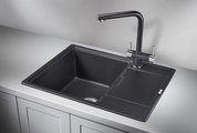 Кухонная мойка Granula 6503, 650x500, накладная, с крылом, кварц, Чёрный 6503, ЧЁРНЫЙ