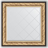 Зеркало Evoform Exclusive-G 900x900 с гравировкой, в багетной раме 106мм, барокко золото BY 4337