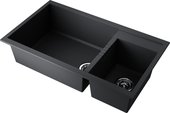Кухонная мойка Omoikiri Tedori 86-2-LB-BL, две чаши, Tetogranit, чёрный 4993932