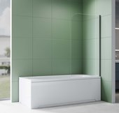 Шторка на ванну Aquatek 800x1500, одноэлементная, поворотная, стекло прозрачное 6мм угол круглый, профиль оружейная сталь AQ.BSRC.080.1GM