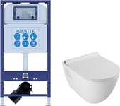 Инсталляция для унитаза Aquatek с безободковым унитазом Serel Smart, сиденье soft close, без клавиши и крепежа Set Serel Smart SM46SL INS25