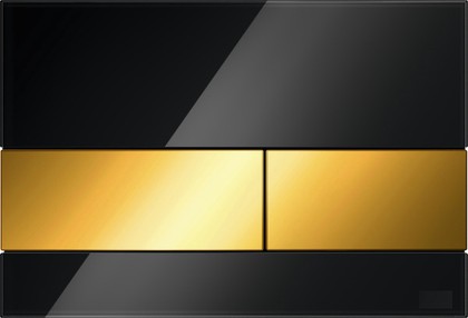 Кнопка управления TECE square, система двойного смыва, стекло, чёрный/золото 9240808