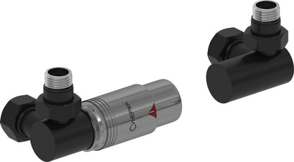 Автоматический терморегулятор Сунержа 3D левый G1/2"НРxG3/4"НГ, набор, матовый чёрный - чёрный хром 31-1421-6211