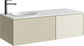 Тумба с умывальником Aqwella Боско Casso 1200 R/L, с двумя ящиками, фасад волна+рамка, морская дюна BOS0112MD+BOS07VOL67MD+BOS07RAM52MD+CAS.12.04.R/L