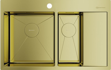 Кухонная мойка Omoikiri Akisame 78-2-LG-L, с крылом, чаша слева, светлое золото 4973087
