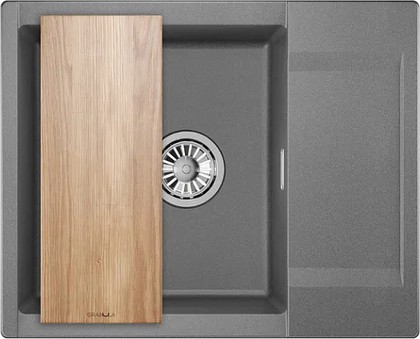 Кухонная мойка Granula Estetica ES-6202, 620x500, с крылом, кварц, Графит 6202, ГРАФИТ