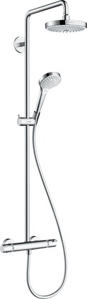 Душевая стойка Hansgrohe Croma Select S Showerpipe S 180 2jet EcoSmart, термостат для душа, белый-хром 27254400