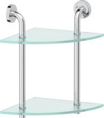 Полка для ванной угловая Ellux 26см, 2-х ярусная, хром, стекло ELE 052