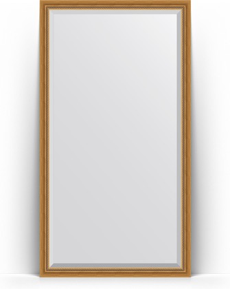 Зеркало Evoform Exclusive Floor 1080x1980 пристенное напольное, с фацетом, в багетной раме 70мм, состаренное золото с плетением BY 6141
