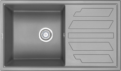 Кухонная мойка Granula 8601, 860x500, накладная, с крылом, кварц, Алюминиум 8601, АЛЮМИНИУМ