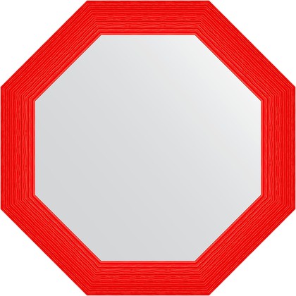 Зеркало Evoform Octagon 770x770 в багетной раме 89мм, красная волна BY 3885
