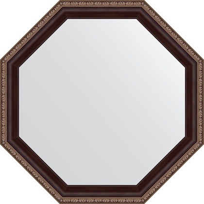 Зеркало Evoform Octagon 540x540 в багетной раме 50мм, махагон с орнаментом BY 7396