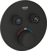 Термостат для душа Grohe Grohtherm SmartControl круглый, 2 потребителя, фантомный чёрный 29507KF0