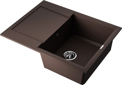 Кухонная мойка Omoikiri Sakaime 68-DC, с крылом, гранит, тёмный шоколад 4993192