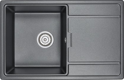 Кухонная мойка Granula 7804, 780x500, накладная, с крылом, кварц, Шварц (чёрный металлик) 7804, ШВАРЦ