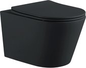 Унитаз подвесной Aquatek Вега, безободковый, сиденье SoftClose, чёрный матовый AQ1905-MB