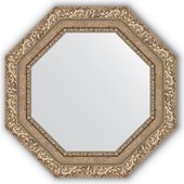 Зеркало Evoform Octagon 554x554 в багетной раме 85мм, виньетка античное серебро BY 3775