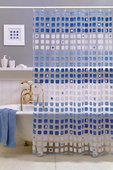 Штора для ванны Grund Kaskade 180x200см с кольцами 12шт, синяя 825.98.116