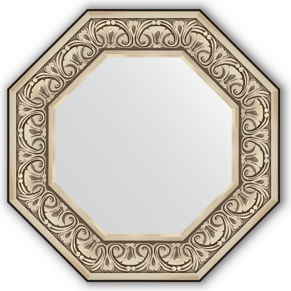 Зеркало Evoform Octagon 604x604 в багетной раме 106мм, барокко серебро BY 3847