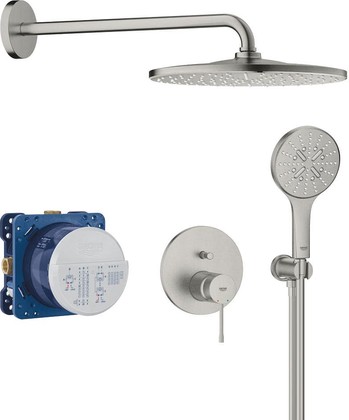Набор для душа скрытого монтажа Grohe Essence Rainshower Mono 310, смеситель, верхний и ручной душ, суперсталь 25287DC0