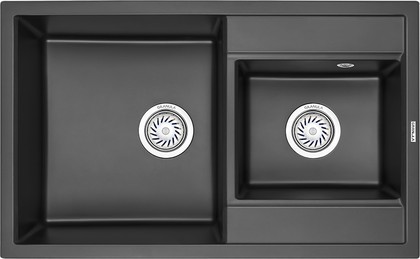 Кухонная мойка Granula 8201, 820x500, накладная, двойная, кварц, Турмалин 8201, ТУРМАЛИН