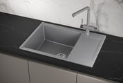 Кухонная мойка Granula Estetica ES-7003, 700x500, с крылом, кварц, Алюминиум 7003, АЛЮМИНИУМ