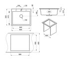 Кухонная мойка Granula 6001, 600x520, накладная, кварц, Базальт 6001, БАЗАЛЬТ