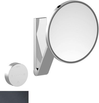 Косметическое зеркало Keuco iLook_move, с подсветкой, круглое, с сенсорной панелью, чёрный хром шлифованный 17612 139002
