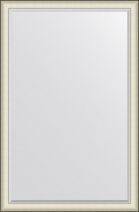 Зеркало Evoform Exclusive 114x174, с фацетом, в багетной раме, белая кожа с хромом 78мм BY 7458