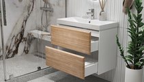 Тумба под раковину Velvex Gesso 800-0-2 (9696) навесная, белый матовый/, дуб сонома tp.GES.9696.80.2Y белый матовый/дуб сонома