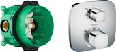 Термостат для душа Hansgrohe Ecostat E с запорным вентилем, Set внешняя и встраиваемая часть, хром 15707000S