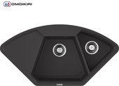 Кухонная мойка Omoikiri Yonaka-98-C-BL угловая с крылом, чаши справа, чёрный 4993716