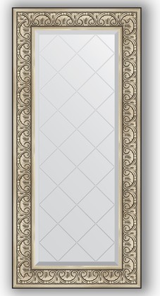 Зеркало Evoform Exclusive-G 600x1300 с гравировкой, в багетной раме 106мм, барокко серебро BY 4080